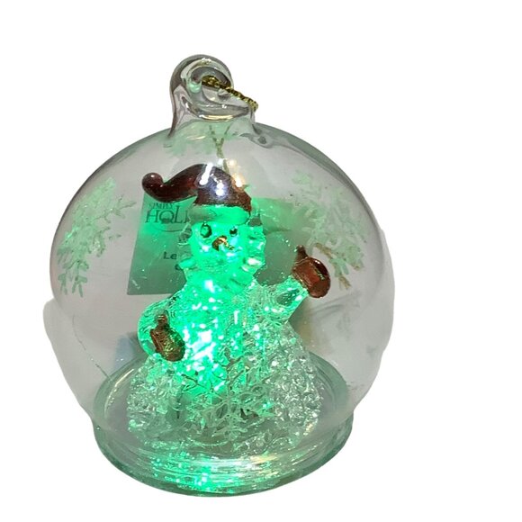 Simply Holiday LED Glass Ball Ornament Santa Snowman Multicolor NWT Snowflake 3" - Picture 6 of 11